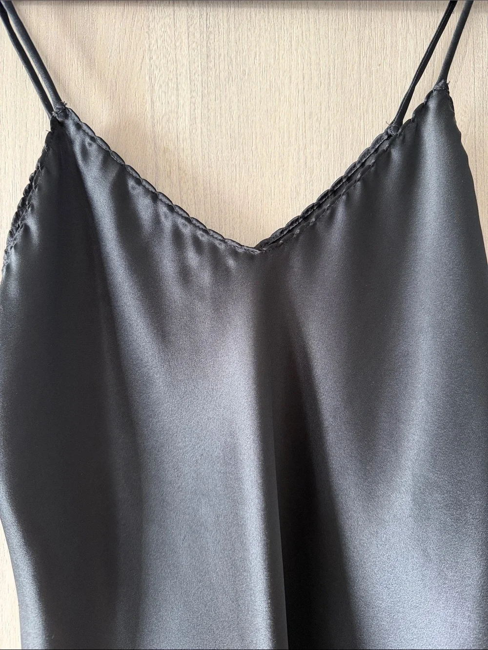 Black Satin Spaghetti Strap Cami Top - Picture 2 of 2